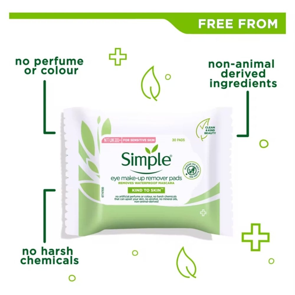 Simple Kind To Skin Eye Makeup Remover Pads Pack of 30