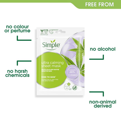 Simple Kind To Skin Intense Recovery Calming Sheet Mask 21ml
