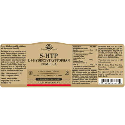 Solgar 5-HTP L-5-Hydroxytryptophan Complex 30 Vegetable Capsules