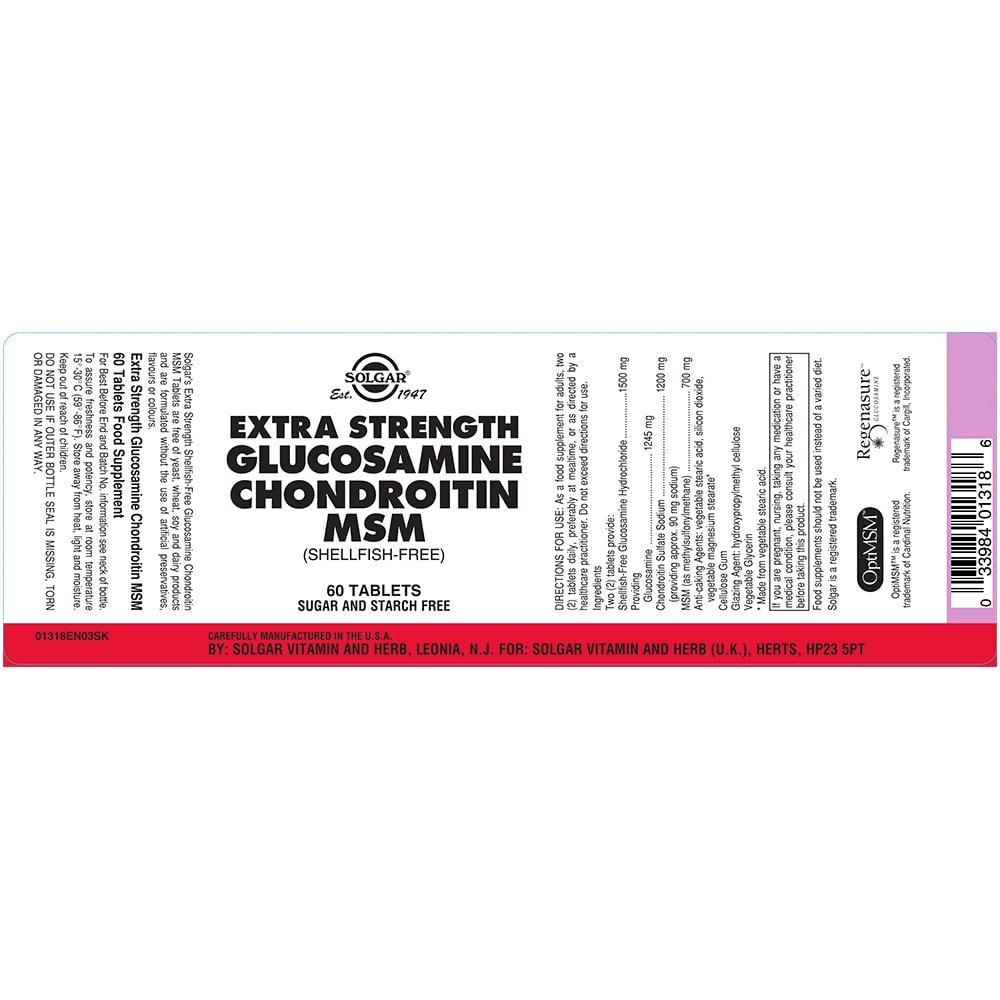 Solgar Extra Strength Glucosamine Chondroitin MSM 60 Tablets