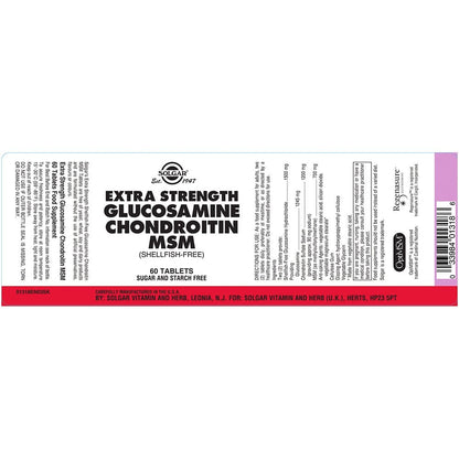 Solgar Extra Strength Glucosamine Chondroitin MSM 60 Tablets