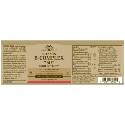 Solgar Formula Vitamin B-Complex '50' High Potency 50 Vegetable Cap