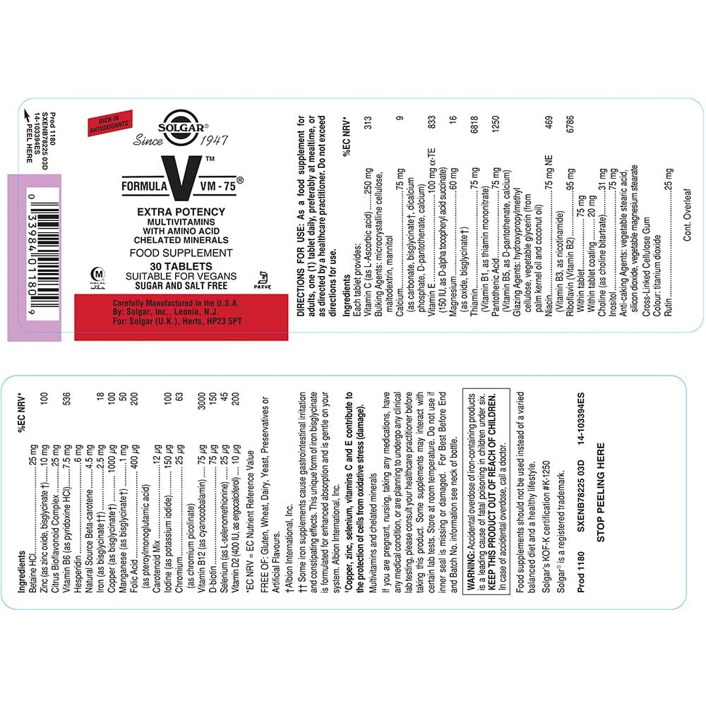 Solgar Formula VM-75 30 Tablets
