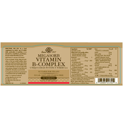 Solgar Megasorb Vitamin B-Complex 50 Tablets