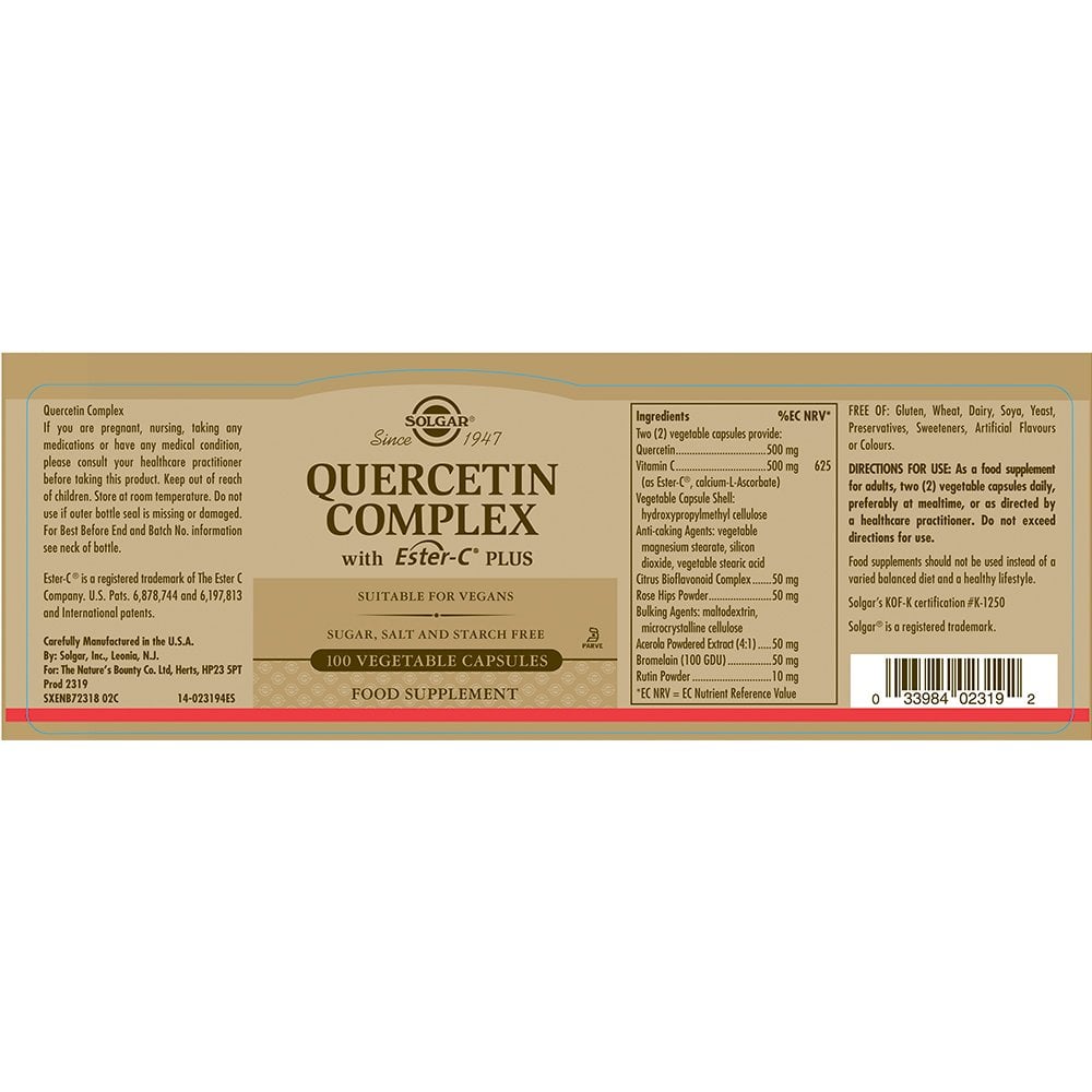 Solgar Quercetin Complex With Ester-C Plus 100 Vegetable Capsules