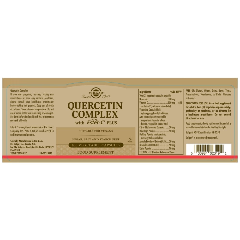 Solgar Quercetin Complex with Ester-C Plus 50 Vegetable Capsules