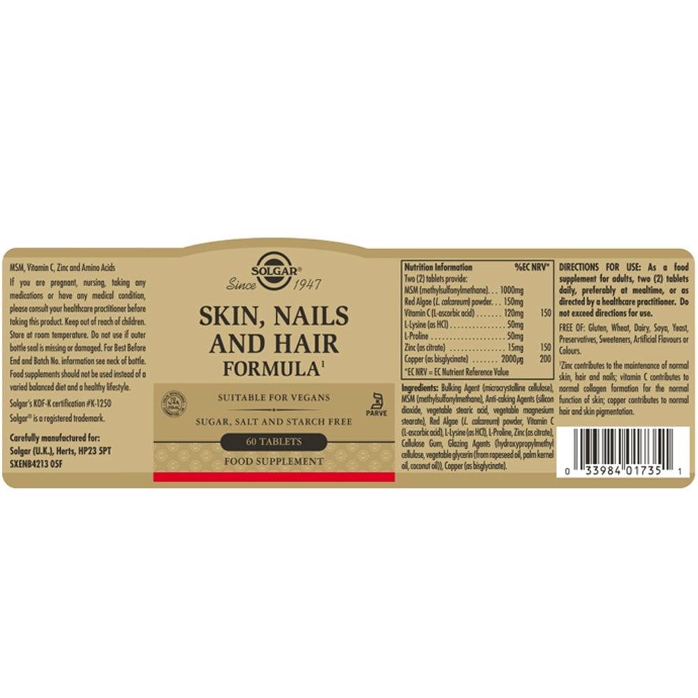 Solgar Skin, Nails & Hair Formula 120 Tablets