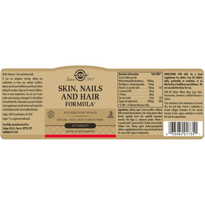 Solgar Skin, Nails & Hair Formula 60 Tablets