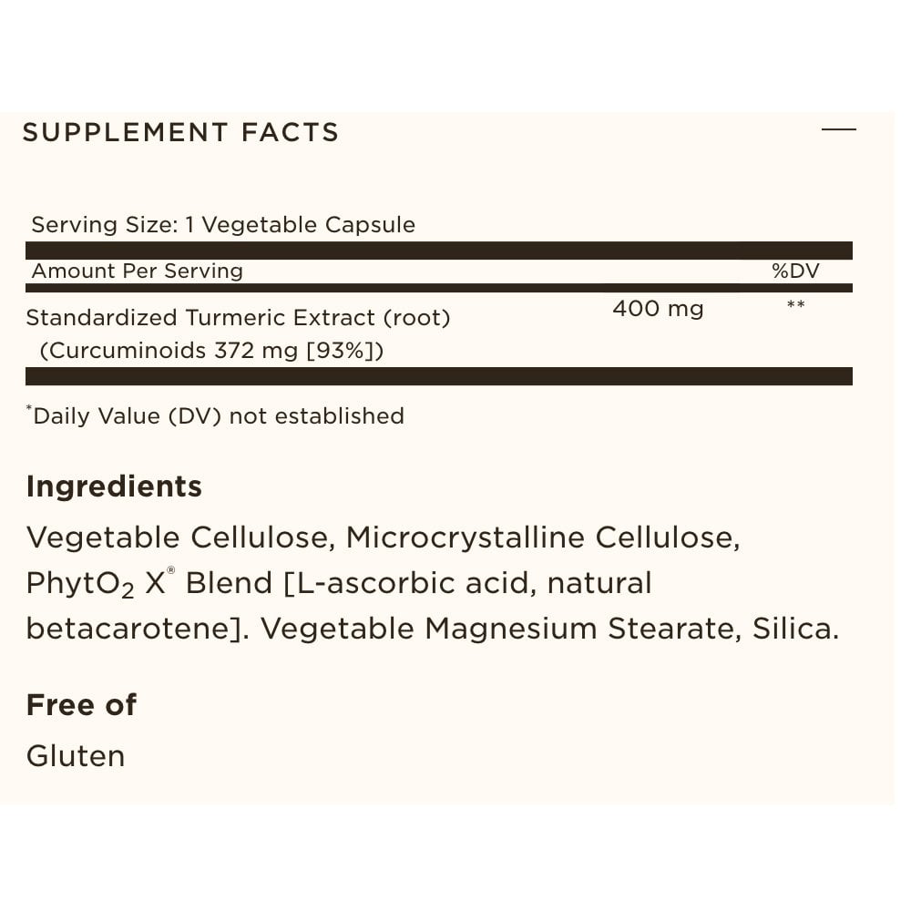 Solgar Standardized Turmeric Root Extract 60 Vegetable Capsules