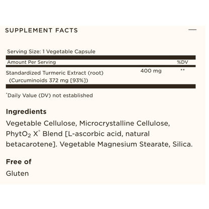 Solgar Standardized Turmeric Root Extract 60 Vegetable Capsules