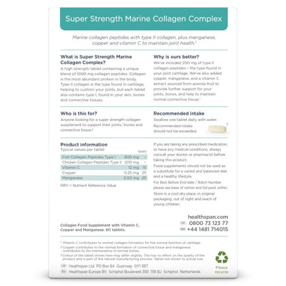 Healthspan Super Strength Marine Collagen 1,000mg 60 Tablets