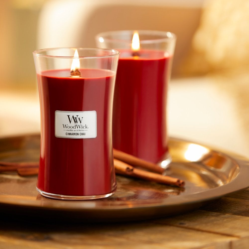WoodWick Cinnamon Chai Large Hourglass Jar Candle