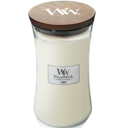 Woodwick Linen Large Hourglass Jar Candle