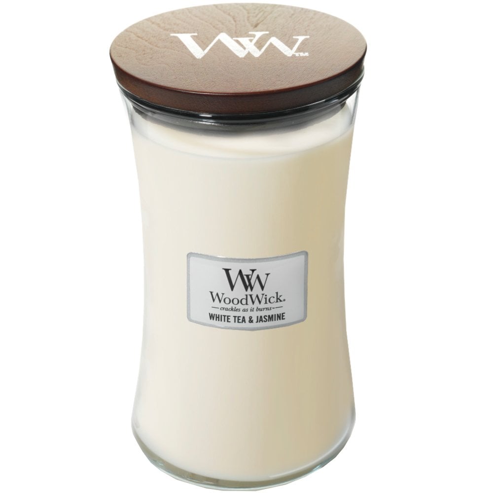 WoodWick White Tea & Jasmine Large Hourglass Jar Candle