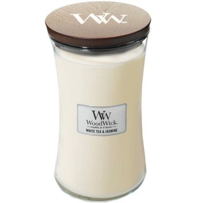 WoodWick White Tea & Jasmine Large Hourglass Jar Candle